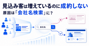 リスティング広告で見込み客を獲得しても、会社名検索後に成約へ進まない原因を示した検索導線のイメージ