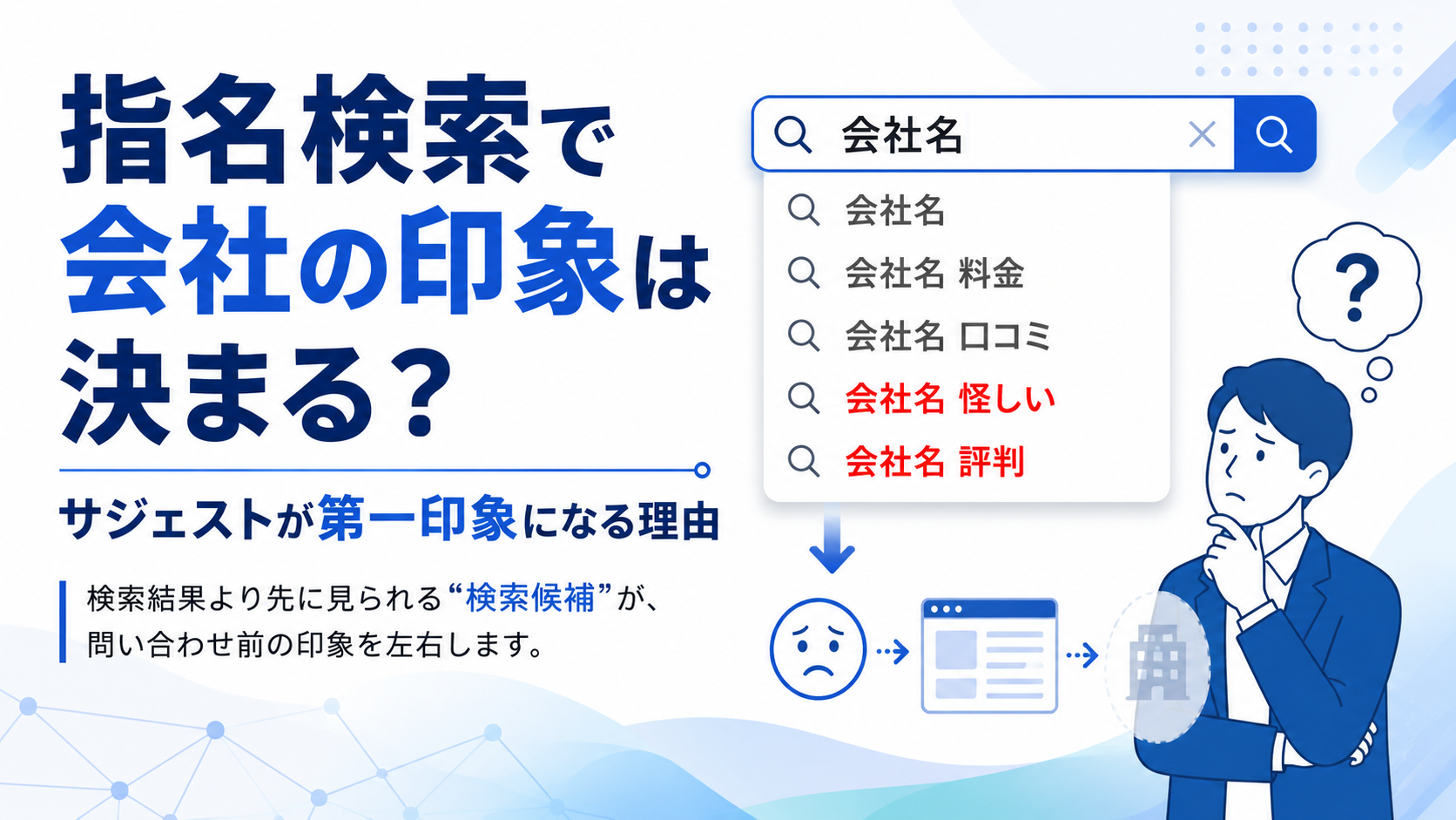 指名検索された瞬間に会社の印象は決まる？サジェストが第一印象になる理由